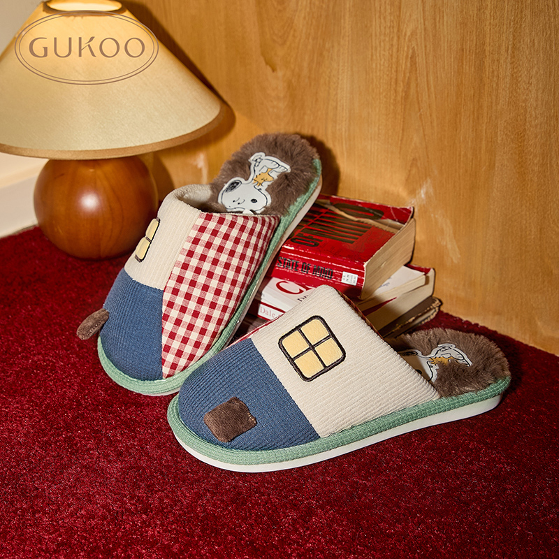 Gukoo/果壳mikko联名系列卡通厚底居家毛绒棉拖鞋可爱保暖秋冬HS