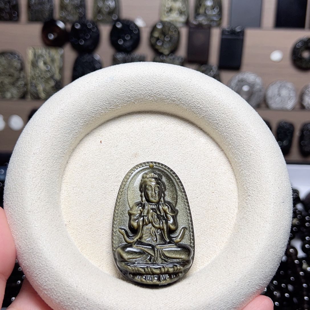 黑曜岩未镶嵌吊坠(赠链)