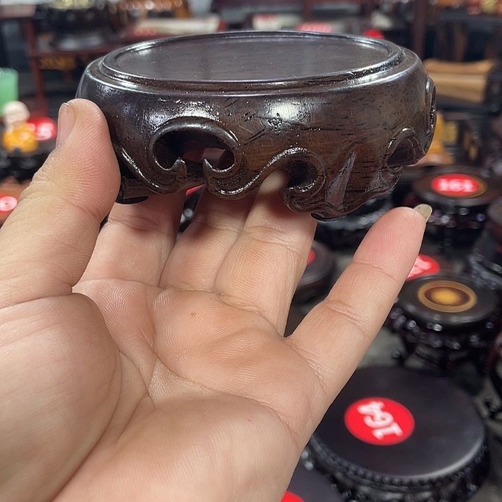 琉璃手工艺品红木底座工艺品8公分