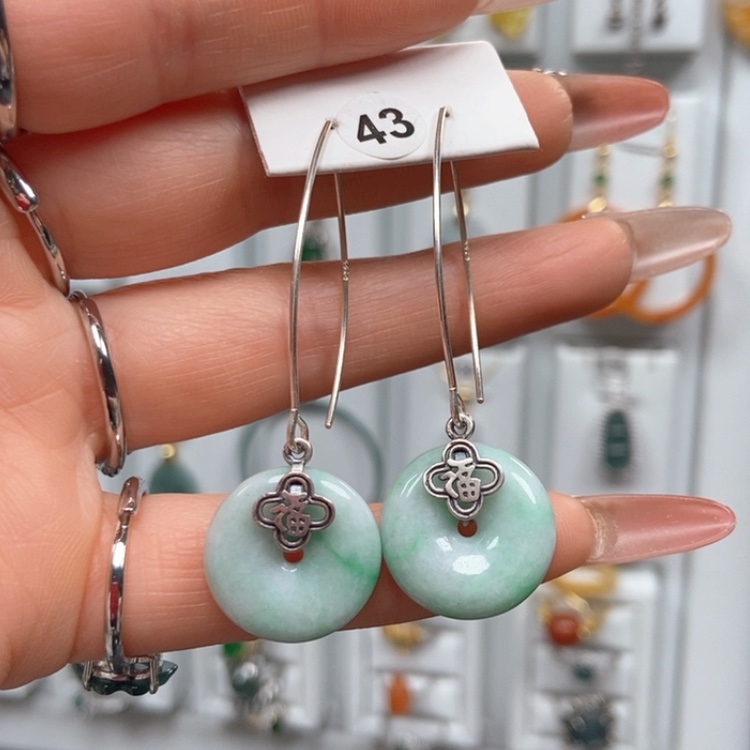 【闪购商品】翡翠耳饰银S925镶嵌耳饰