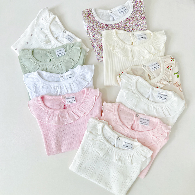 花边领包屁衣女宝婴幼儿纯棉短袖A类套头可爱外出服韩系公主风A类