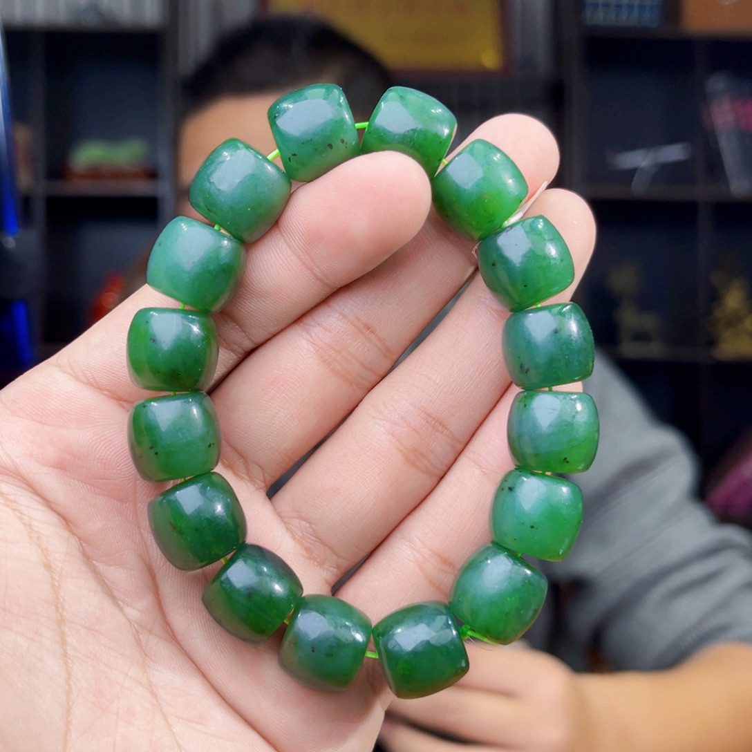 和田玉未镶嵌手串天然和田玉俄罗斯乌兰海碧玉卡14直切