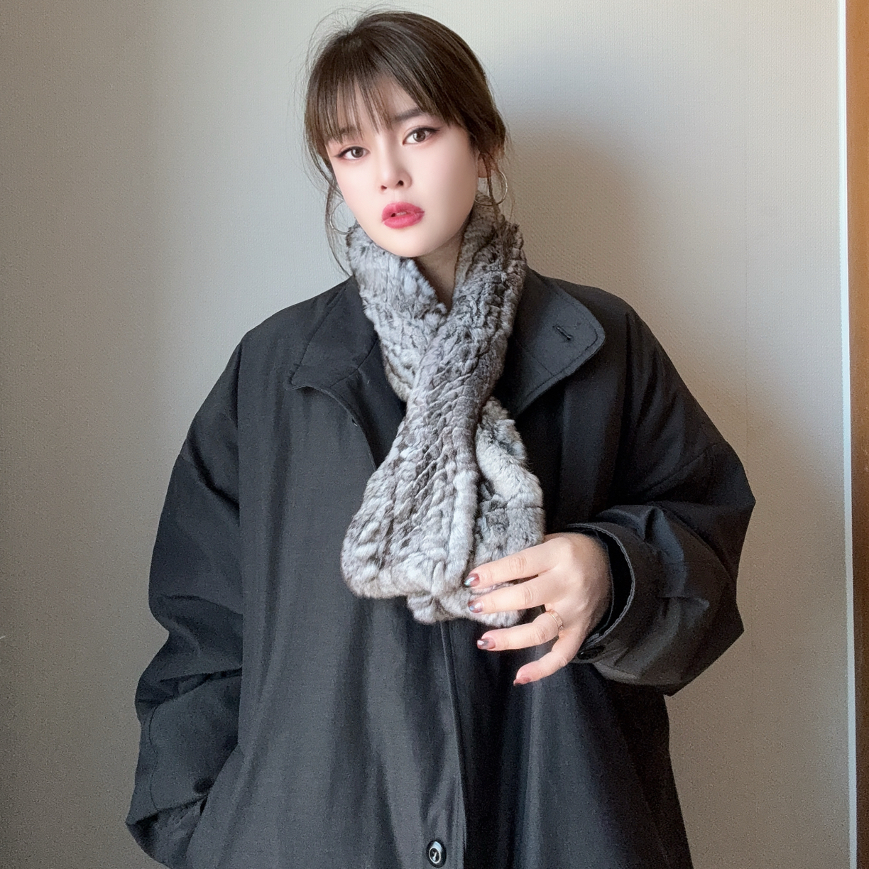 极简立领廓形中长款外套(no退换)