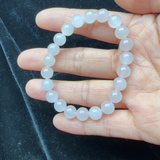 和田玉手链未镶嵌无包容卡8冰粉