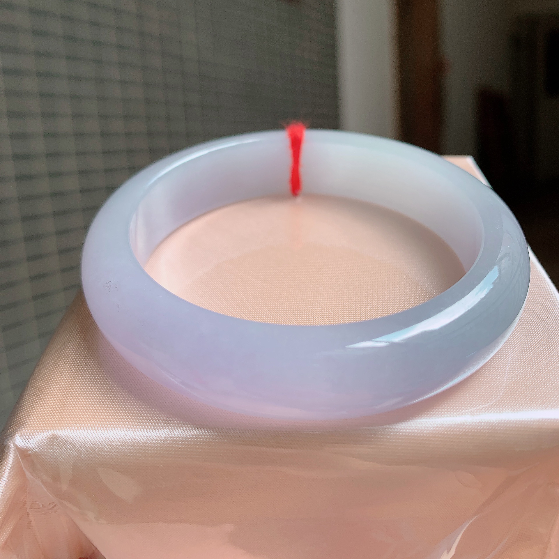 50401号 缅甸天然A货翡翠手镯55/56圈口淡紫罗兰正圈手镯