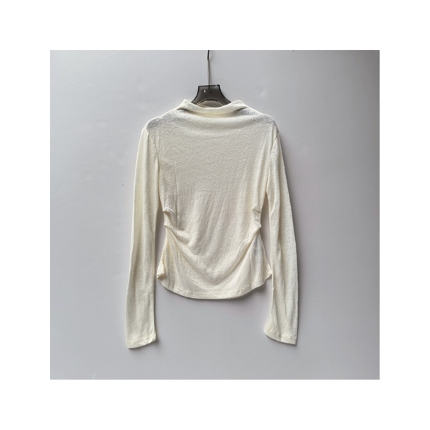 【se7en】立领亚麻长袖修身显瘦百搭优雅打底衫女秋季500
