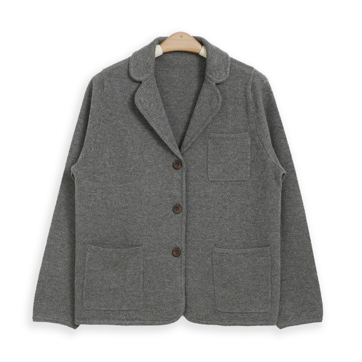 雅比那 【桂花针小西服】 纯色气质山羊绒桂花针小西服领开衫