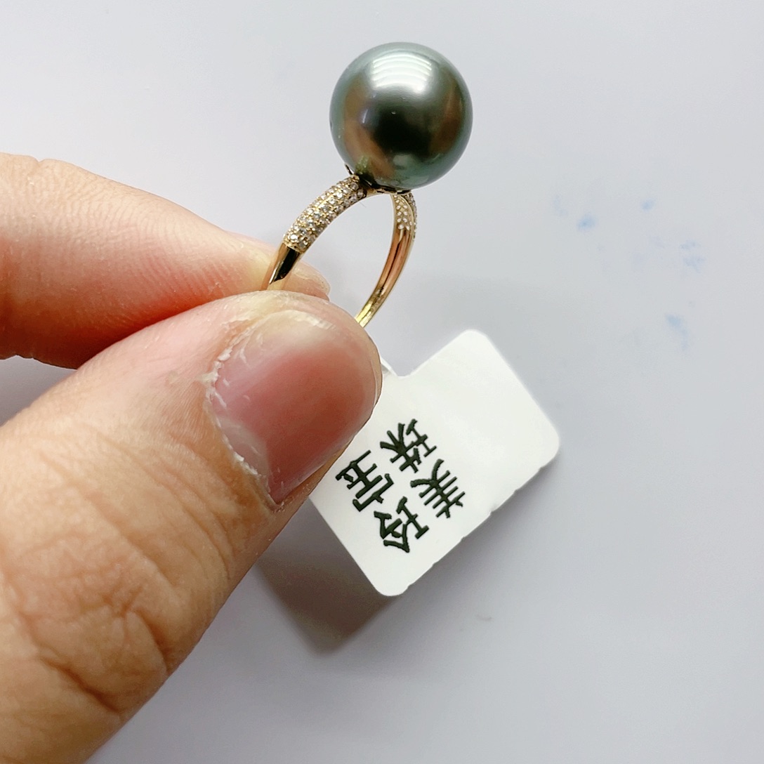 海水珍珠戒指18K金镶嵌