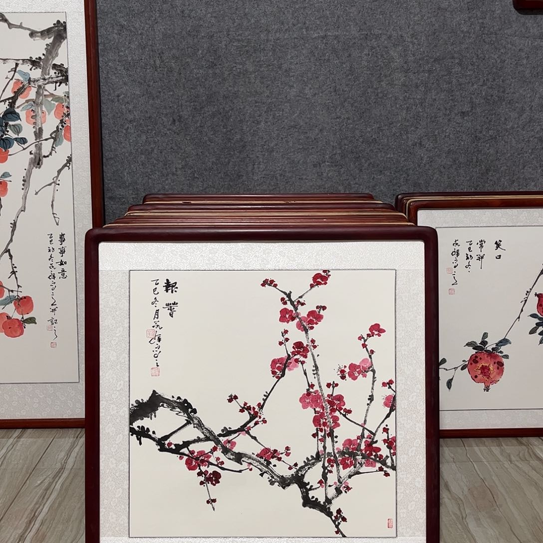 国画书画作品带框63×63
