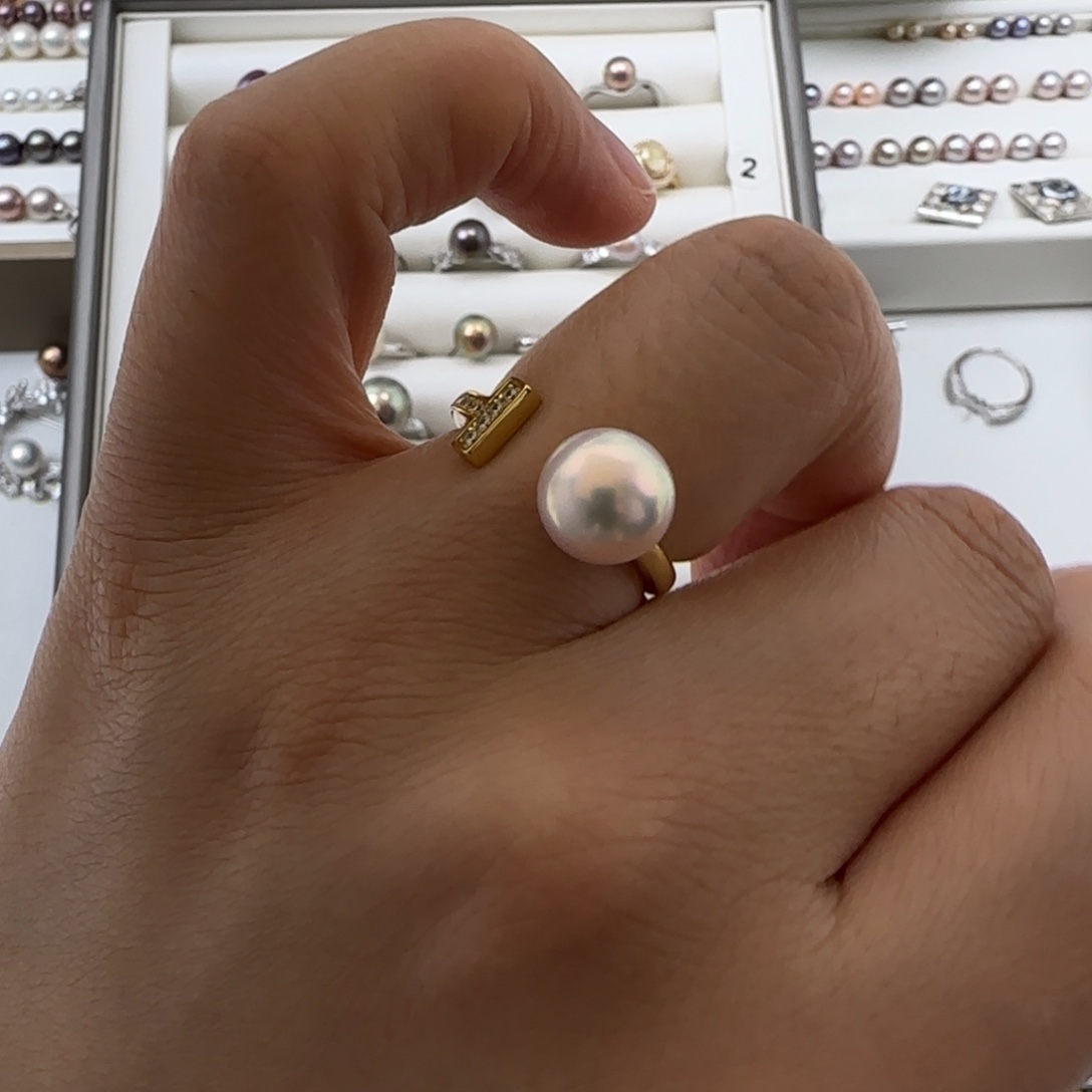 银S925镶嵌淡水珍珠戒指
