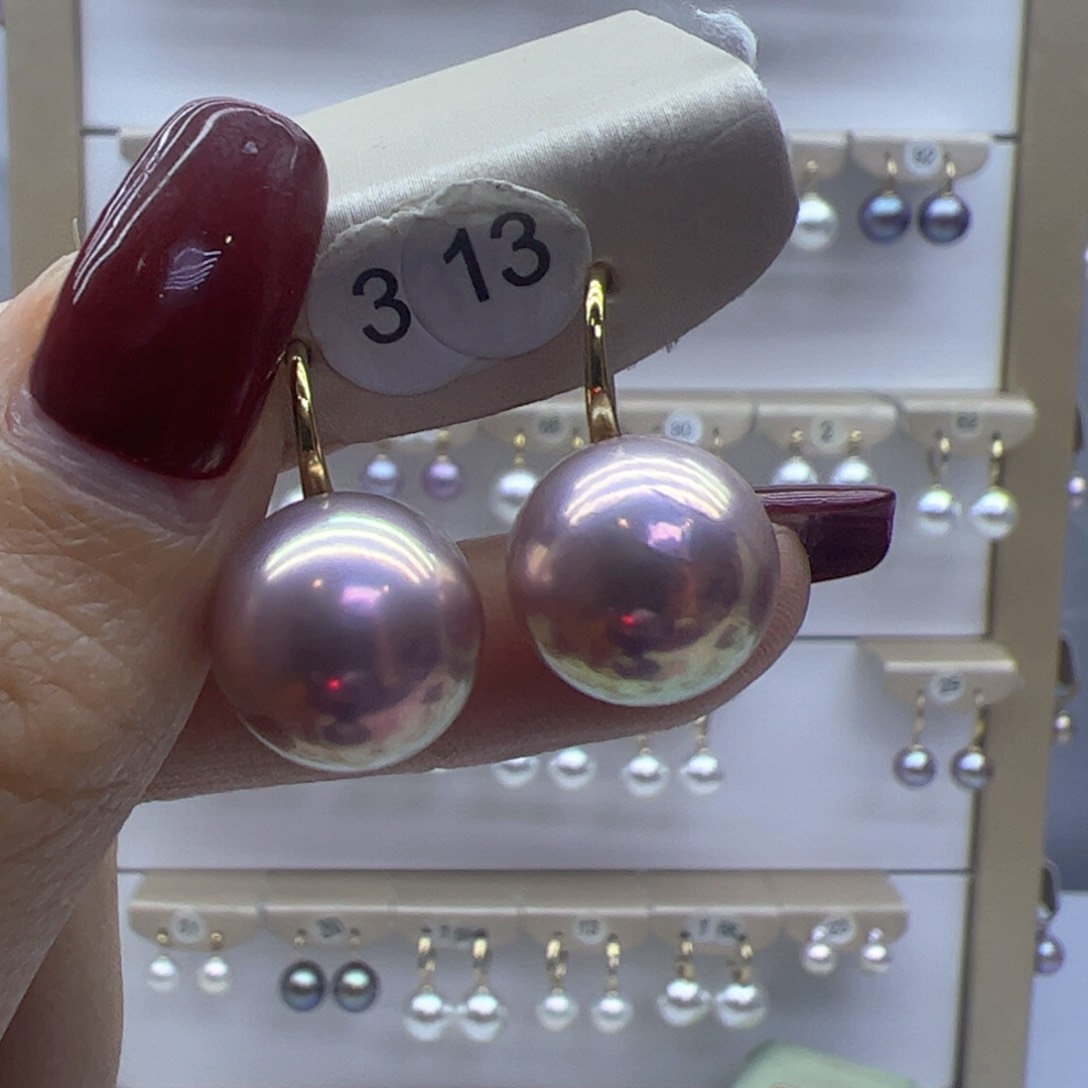 淡水珍珠耳饰18K金镶嵌