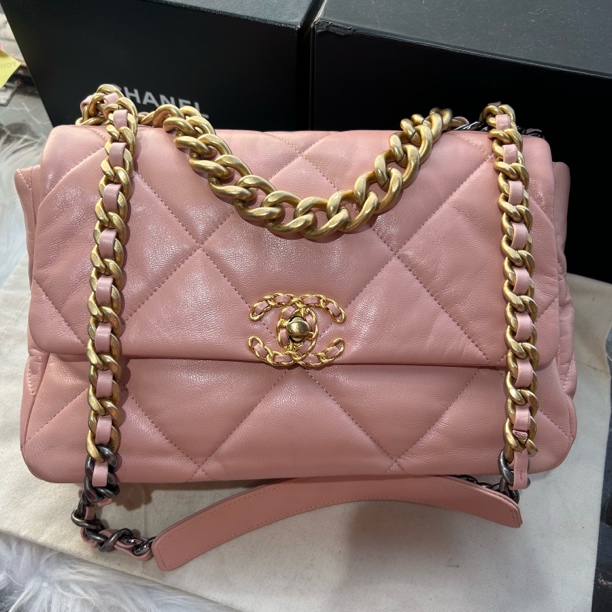 99新 Chanel/香奈儿 19bag粉金中号（29开）