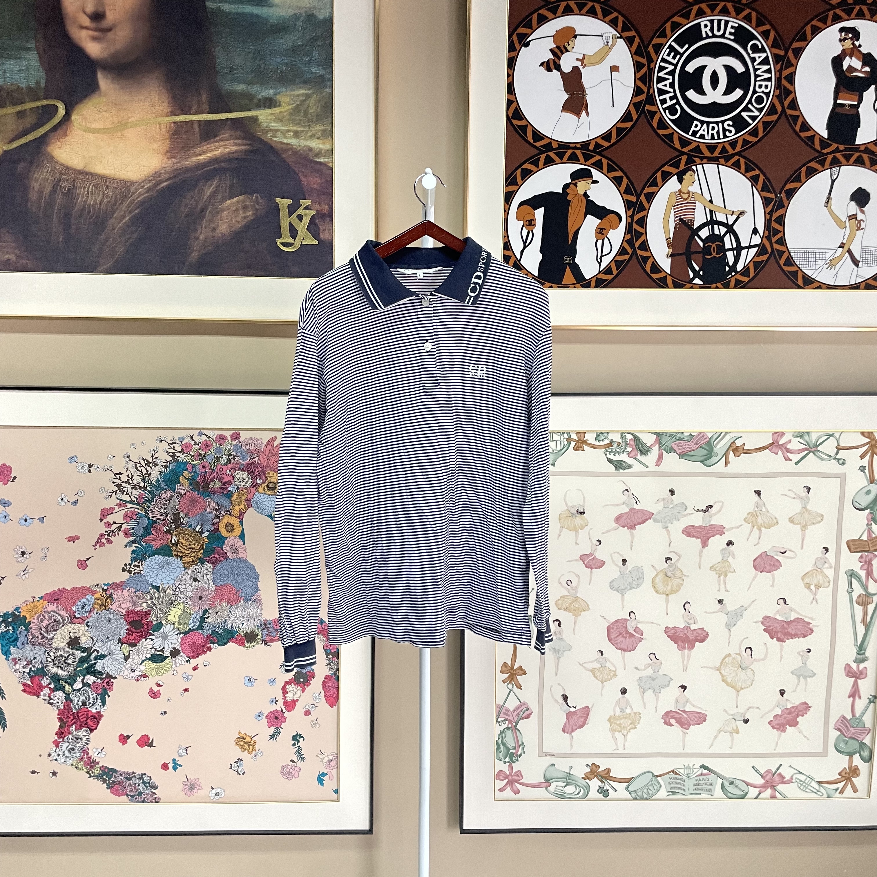 95新 DIOR/迪奥 logo刺绣条纹长袖上衣/fy5024