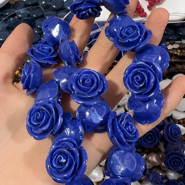 止***言玛瑙/玉髓合金珠宝半成品一条宝蓝色花