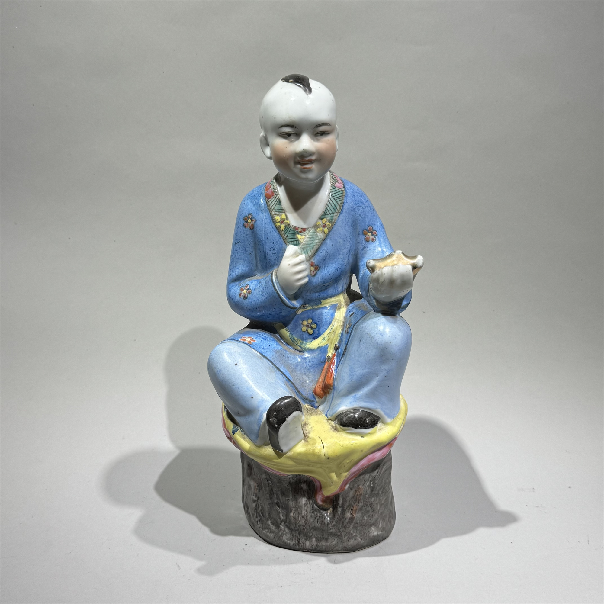 晚清民国·粉彩送财童子瓷塑【古董拍卖】QV25QW0424011