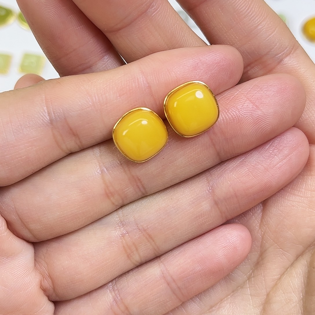 和田玉银S925镶嵌耳饰