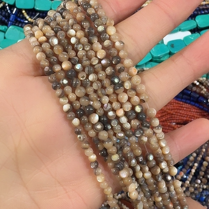 玛瑙/玉髓合金珠宝半成品一条4mmxue 鲍圆珠