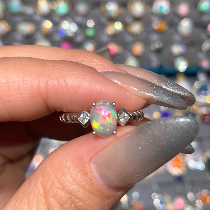 欧泊银S925镶嵌福利戒指