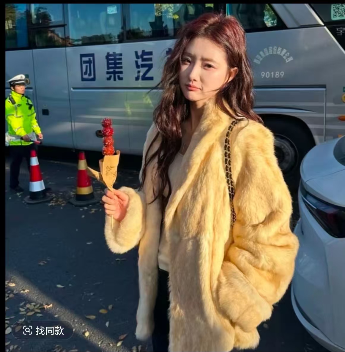 中古黄金 冬季气质感定染整皮兔毛皮草短外套