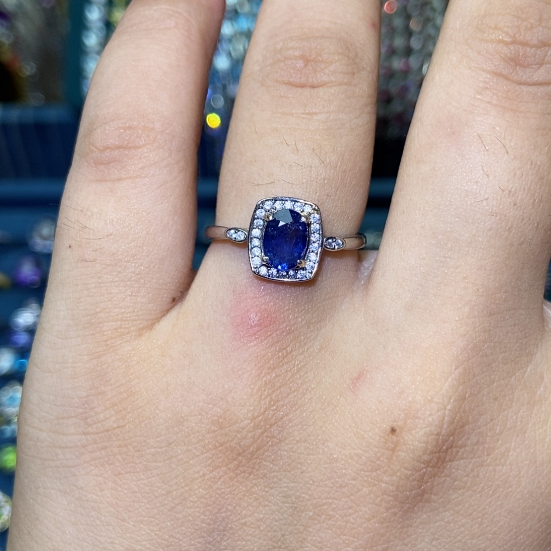 戒指蓝宝石银S925镶嵌