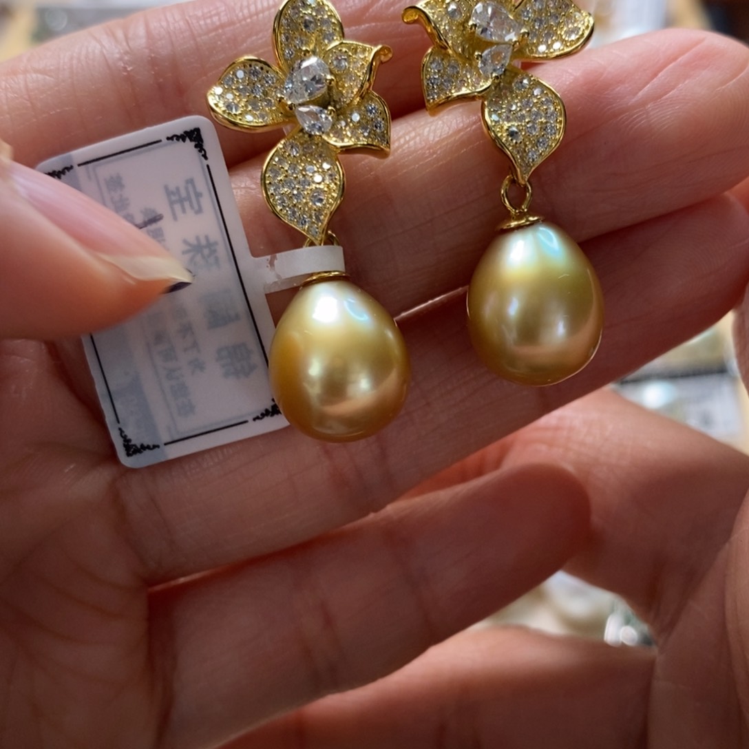 海水珍珠耳饰银S925镶嵌