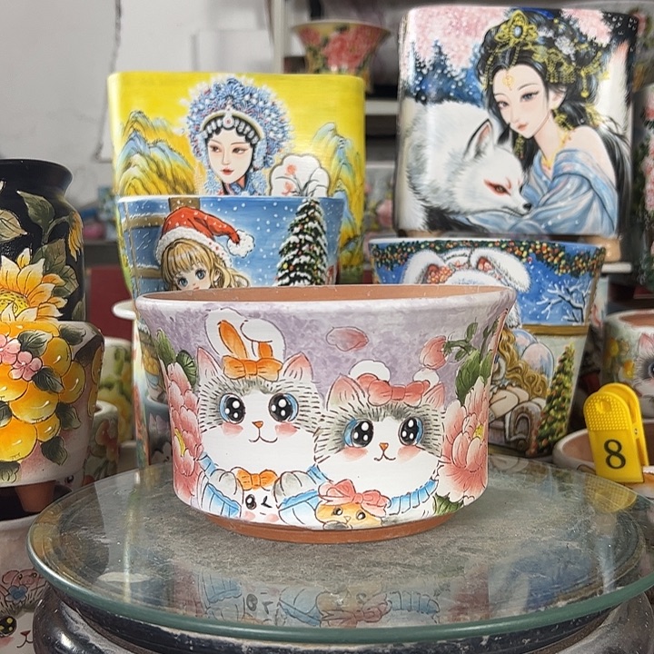 栗****景德镇手绘花盆性价比超高