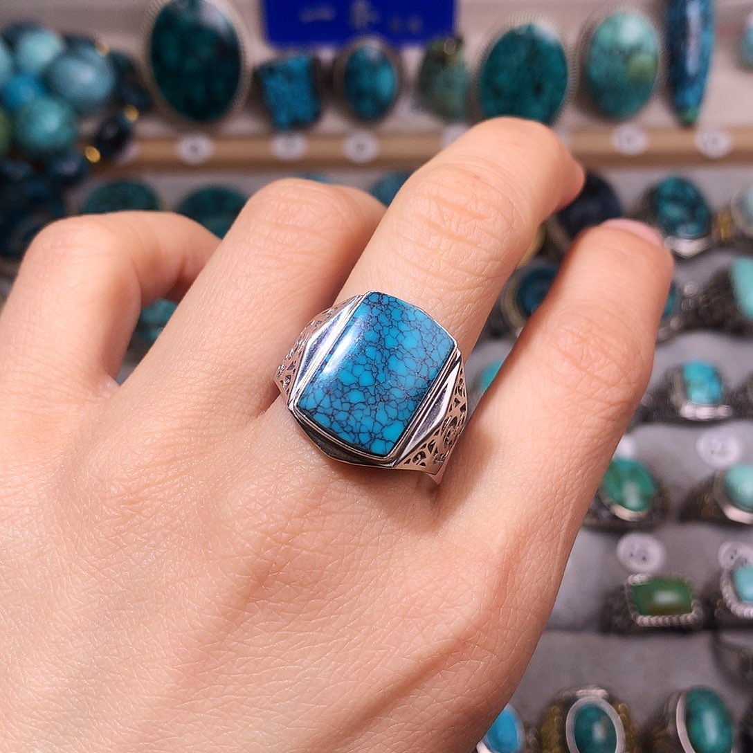 绿松石挂件银S925镶嵌