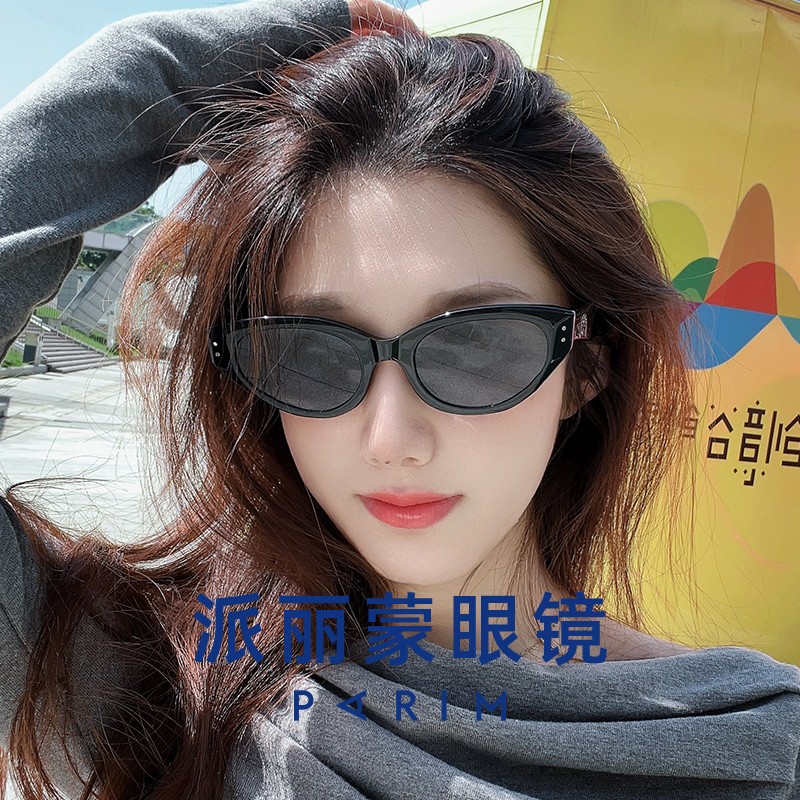 派丽蒙窄框椭圆猫眼墨镜近视女款太阳镜防紫外线GA004防晒镜