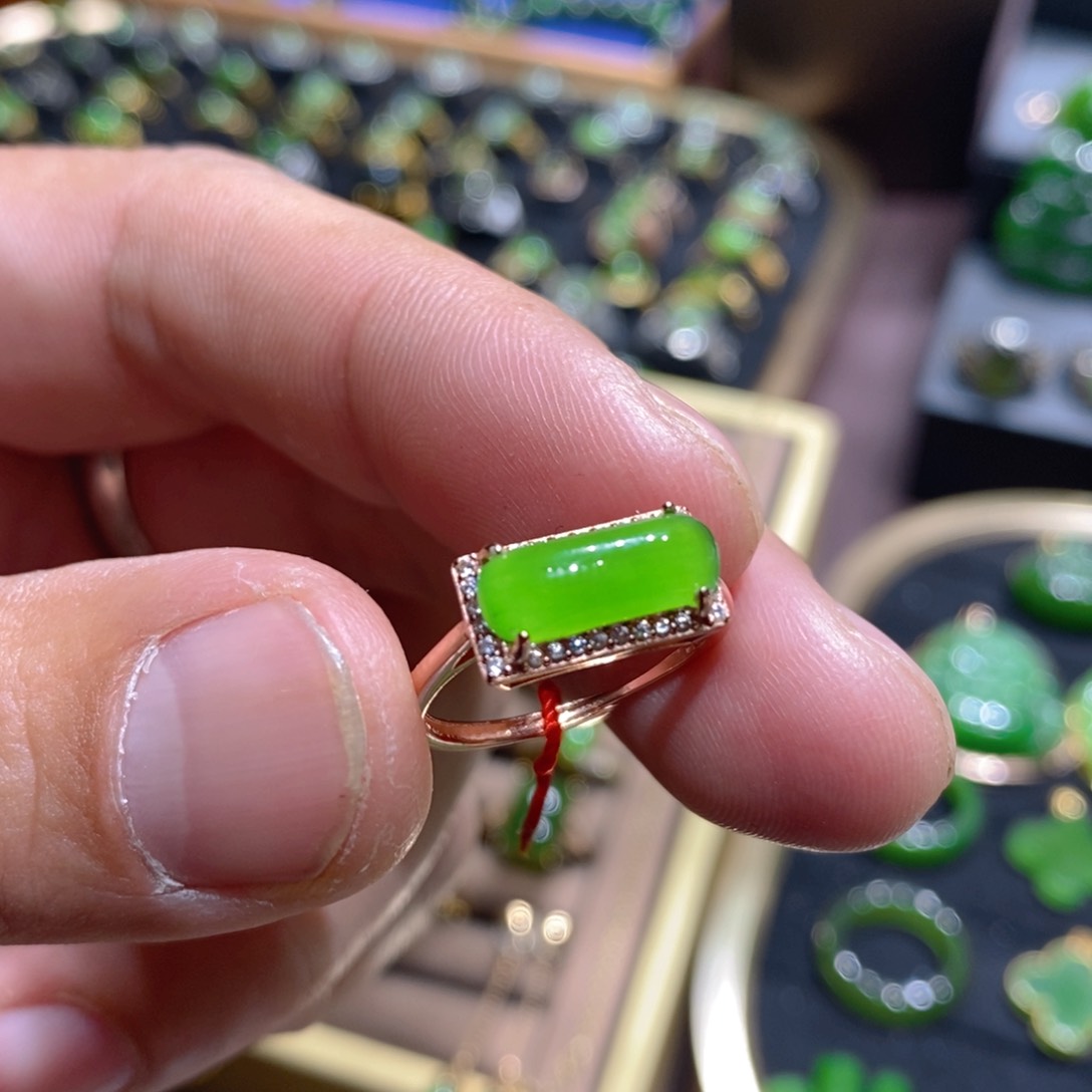 和田玉（碧玉）银S925镶嵌戒指W***L