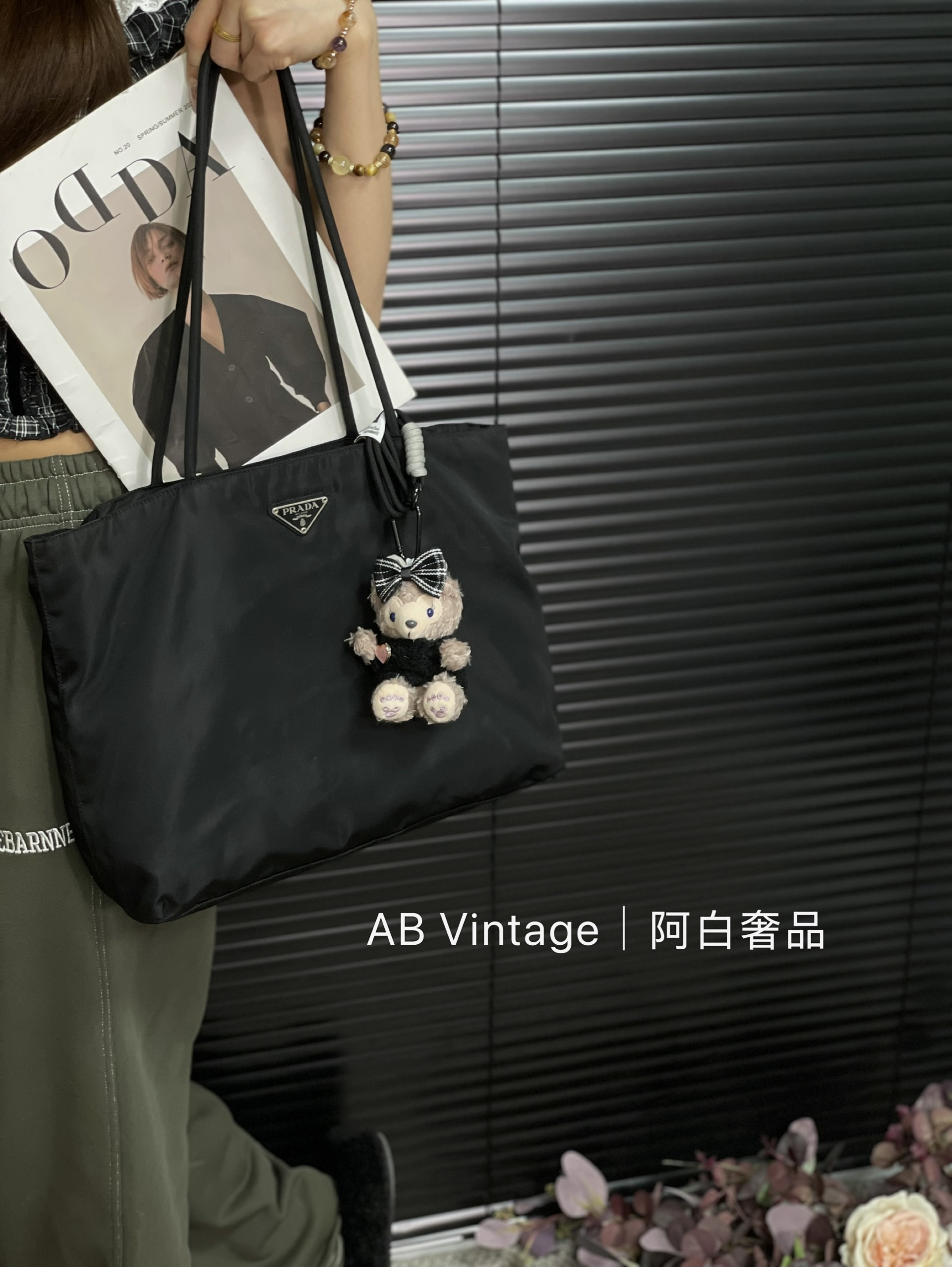 95新 Prada/普拉达 阿白奢品/ 普拉达 黑色托特包