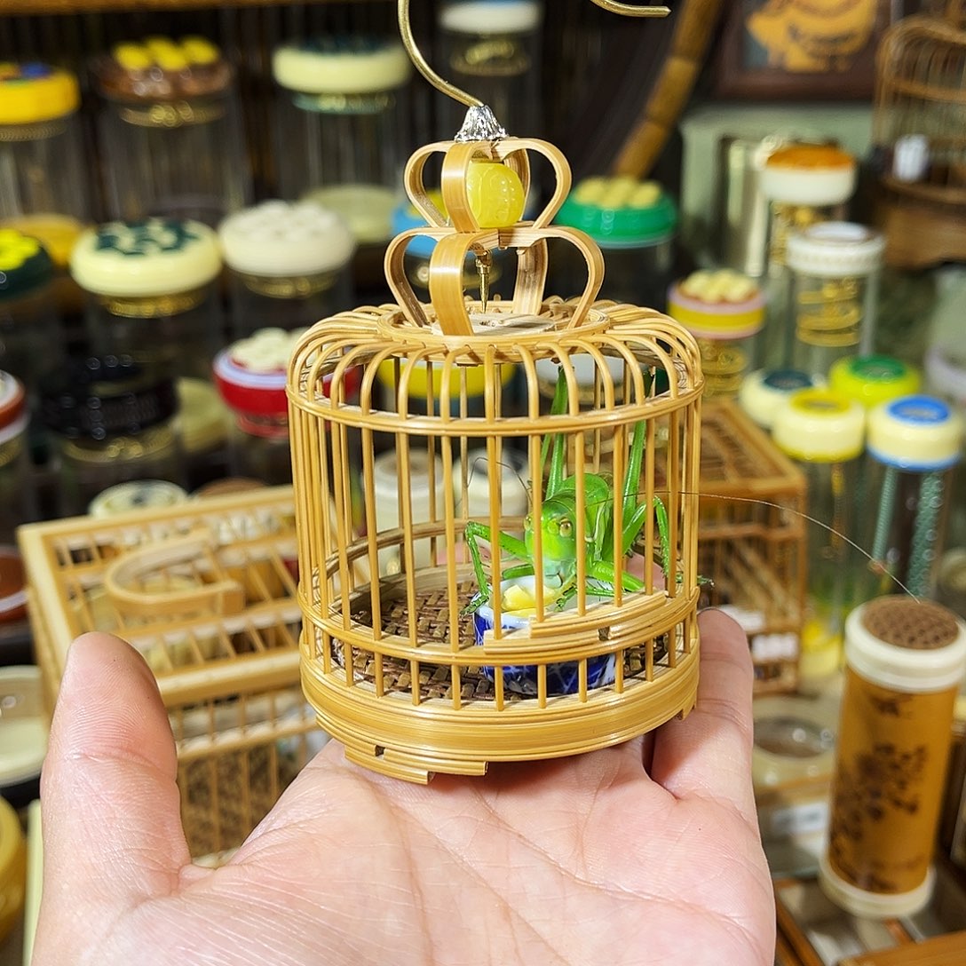 蟋蟀玉竹蝈蝈笼+绿蝈蝈