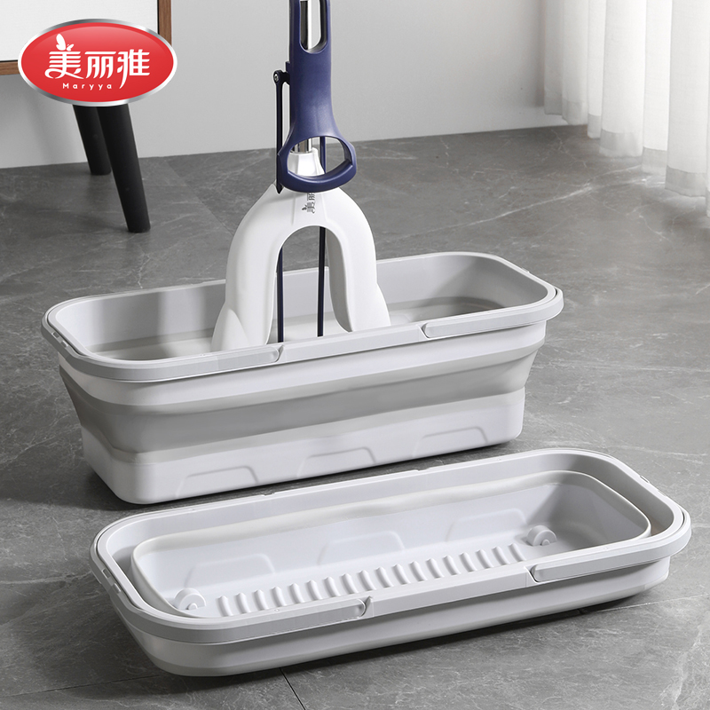 美丽雅可折叠拖把水桶大容量可折叠大号拖布桶平板胶棉拖长方形用