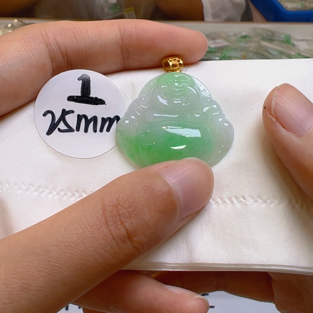 吊坠(不含链)18K金镶嵌翡翠