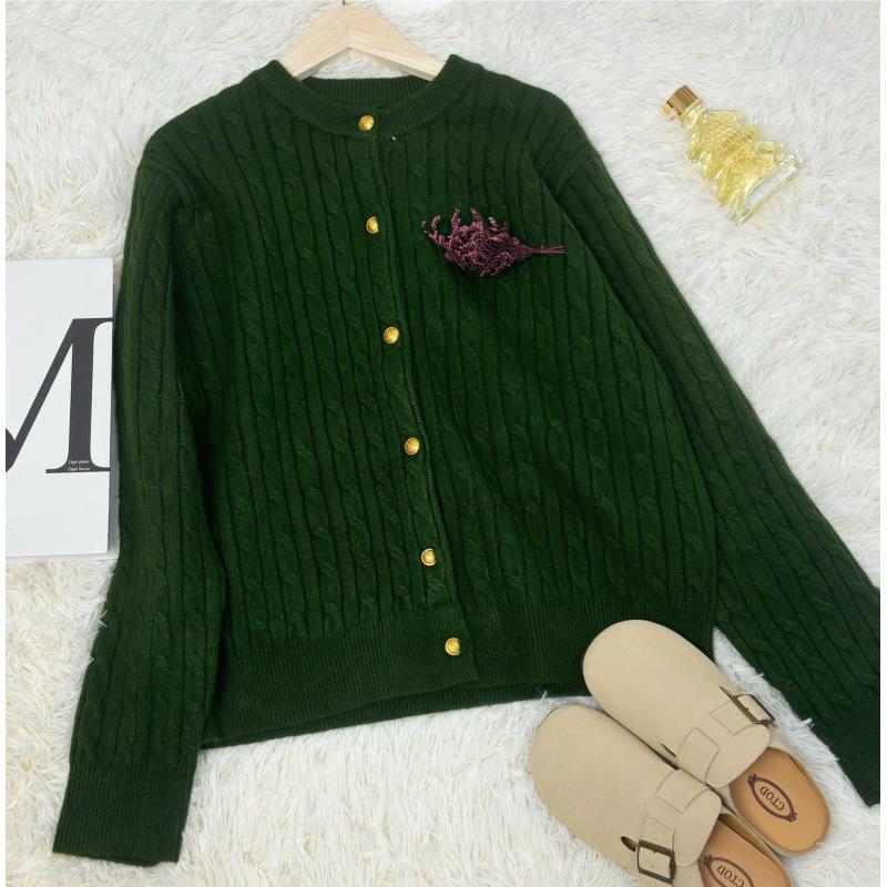 新新定制-墨绿色时尚圆领图案款针织开衫310796