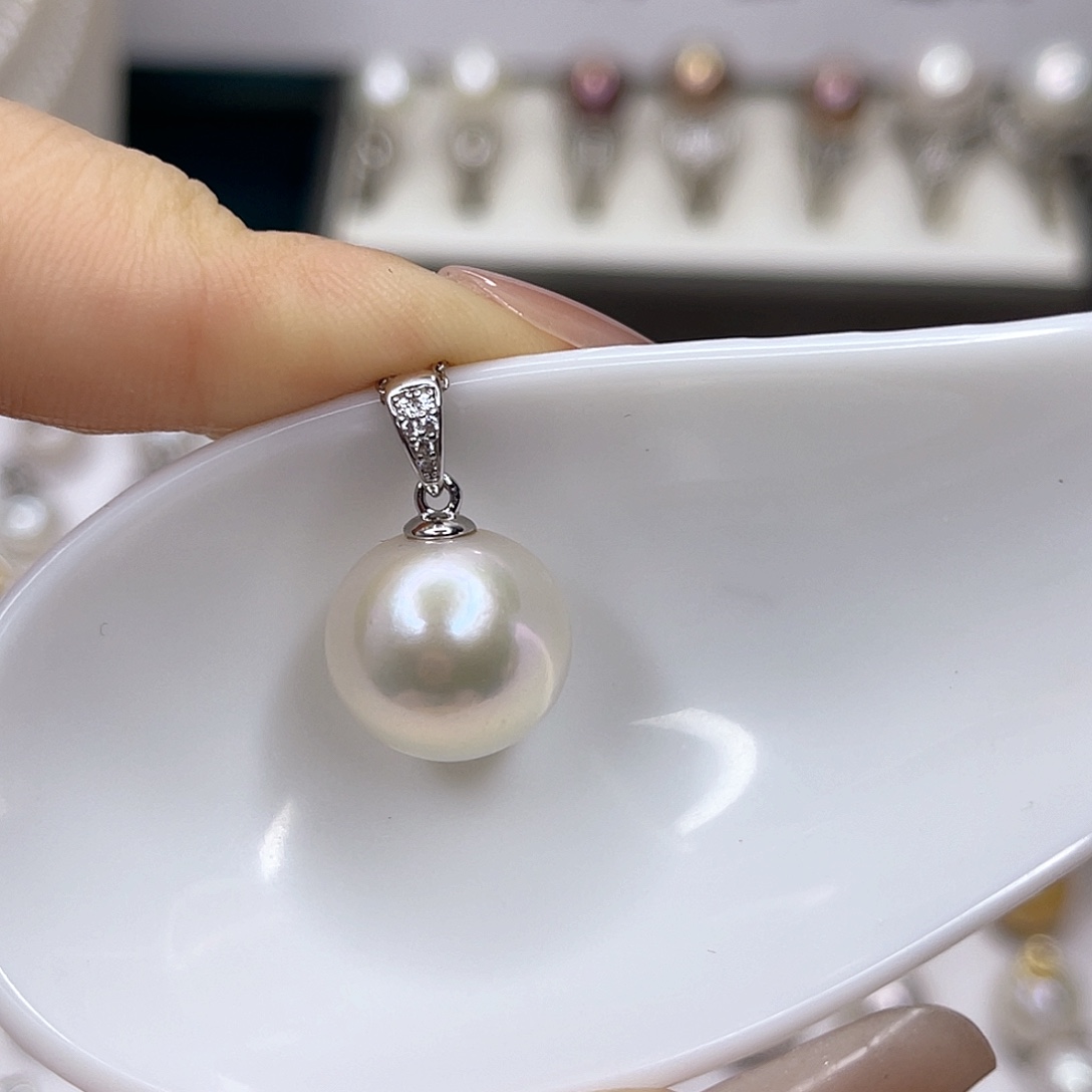 淡水珍珠银S925镶嵌吊坠(不含链)