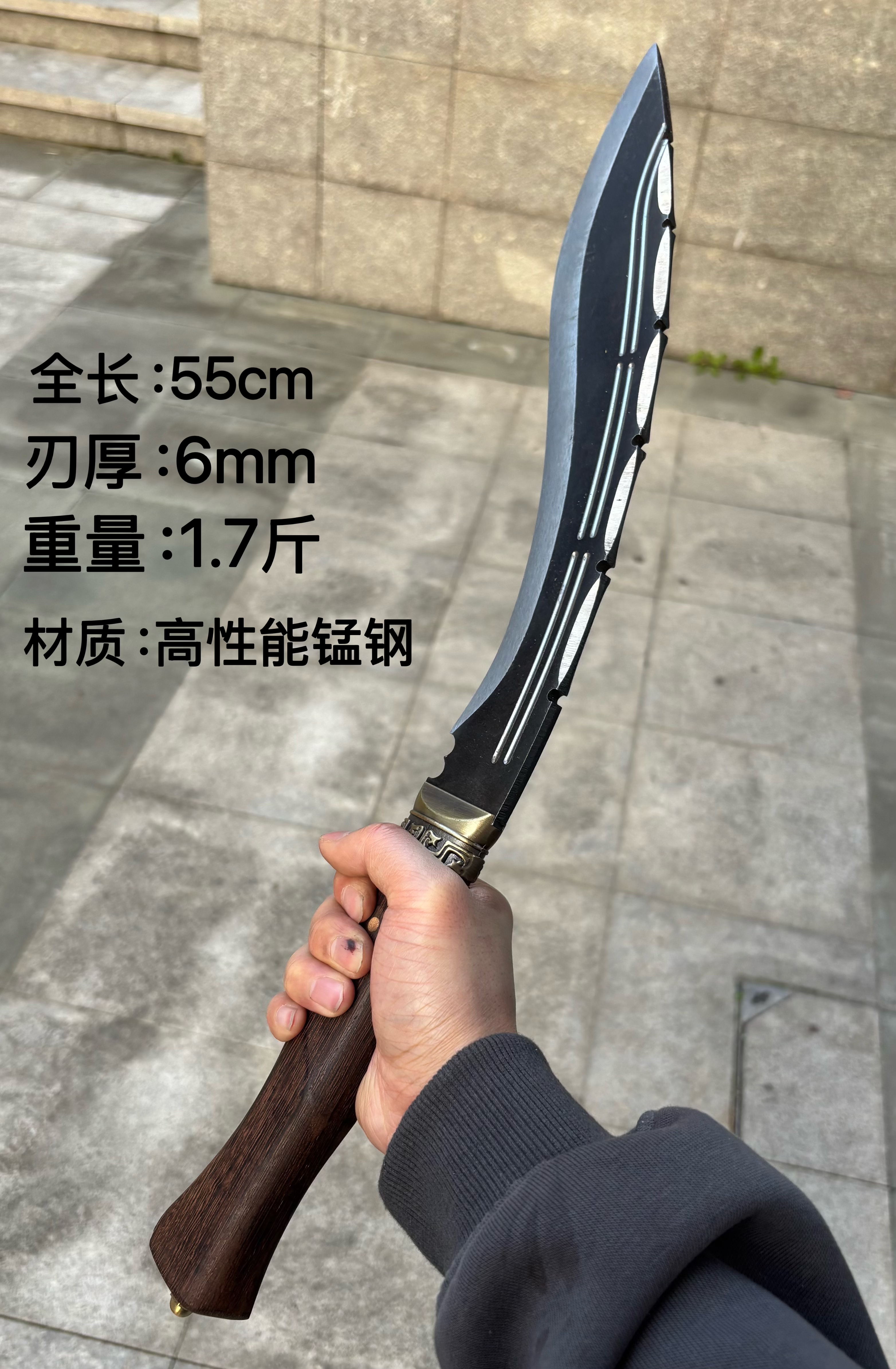 【开槽龙脊背尼泊尔】手工一体龙骨打造高性能锰钢实木手柄未开刃