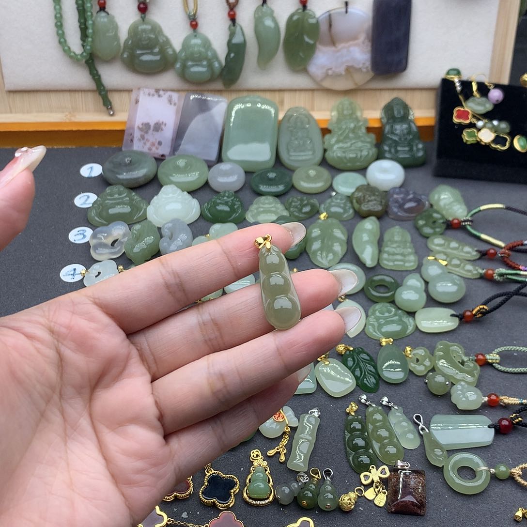 和田玉吊坠(不含链)银S925镶嵌