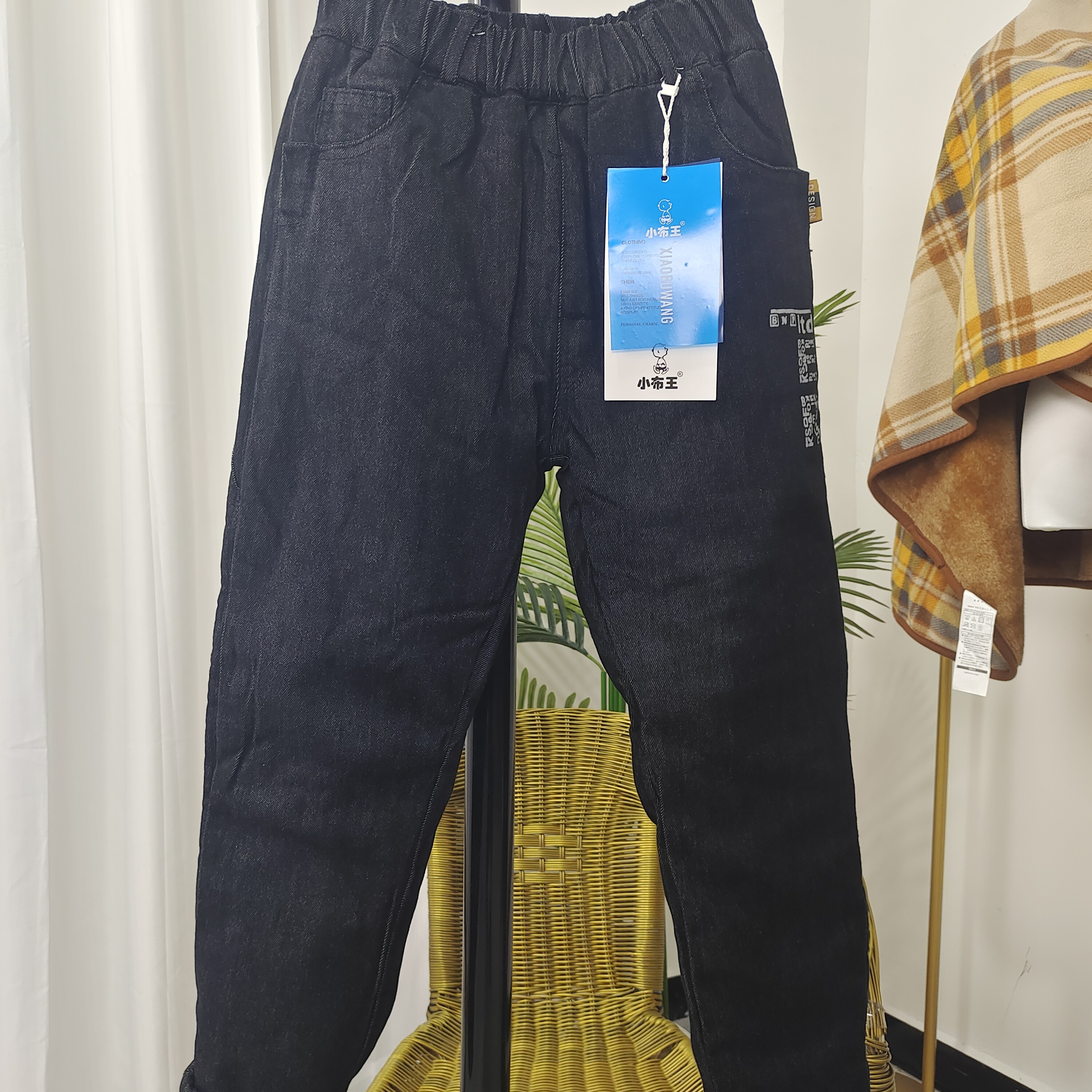 儿童软布牛仔厚棉裤 一条可过冬