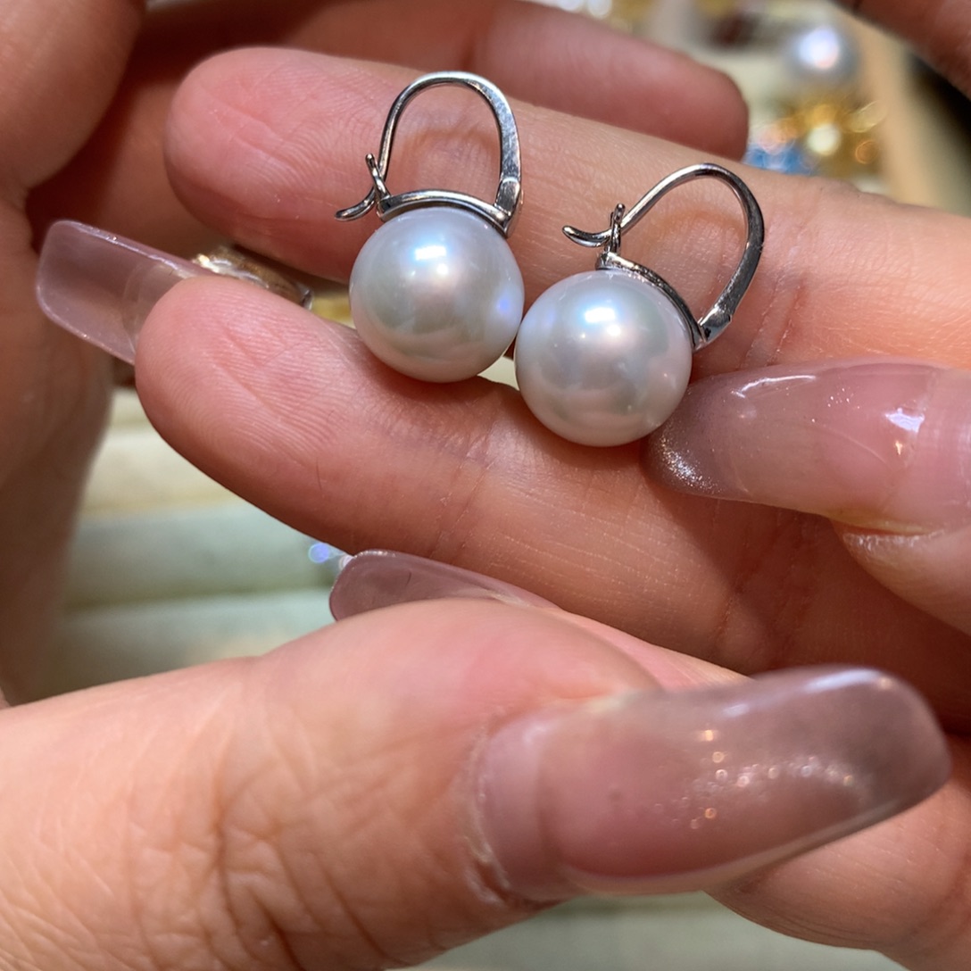 淡水珍珠耳饰银S925镶嵌