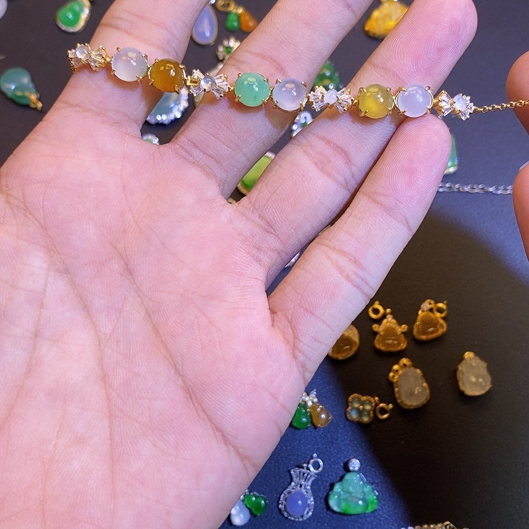 吊坠(不含链)银S925镶嵌翡翠喵