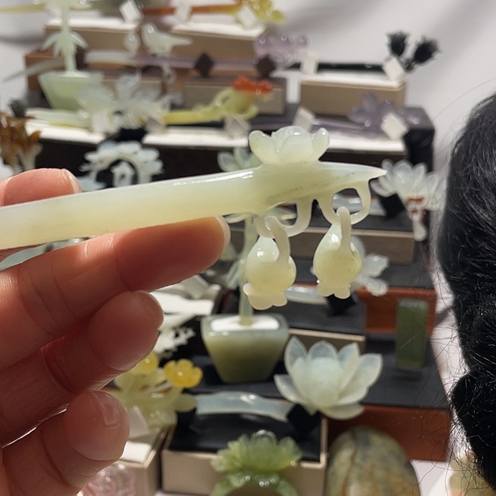 蛇纹石玉合金发饰