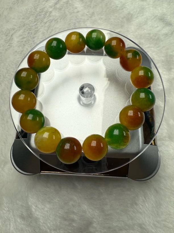 品牌甄选13mm黄加绿珠子手串