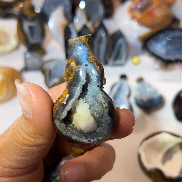 玛瑙/玉髓无未镶嵌啵***盖九眼葫芦