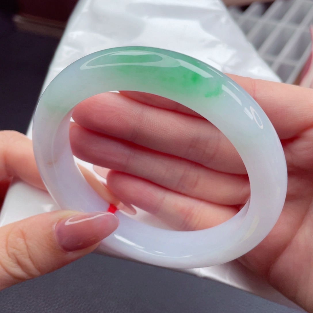 翡翠手镯未镶嵌59.3阳春白雪 细润干净种老肉细 22号