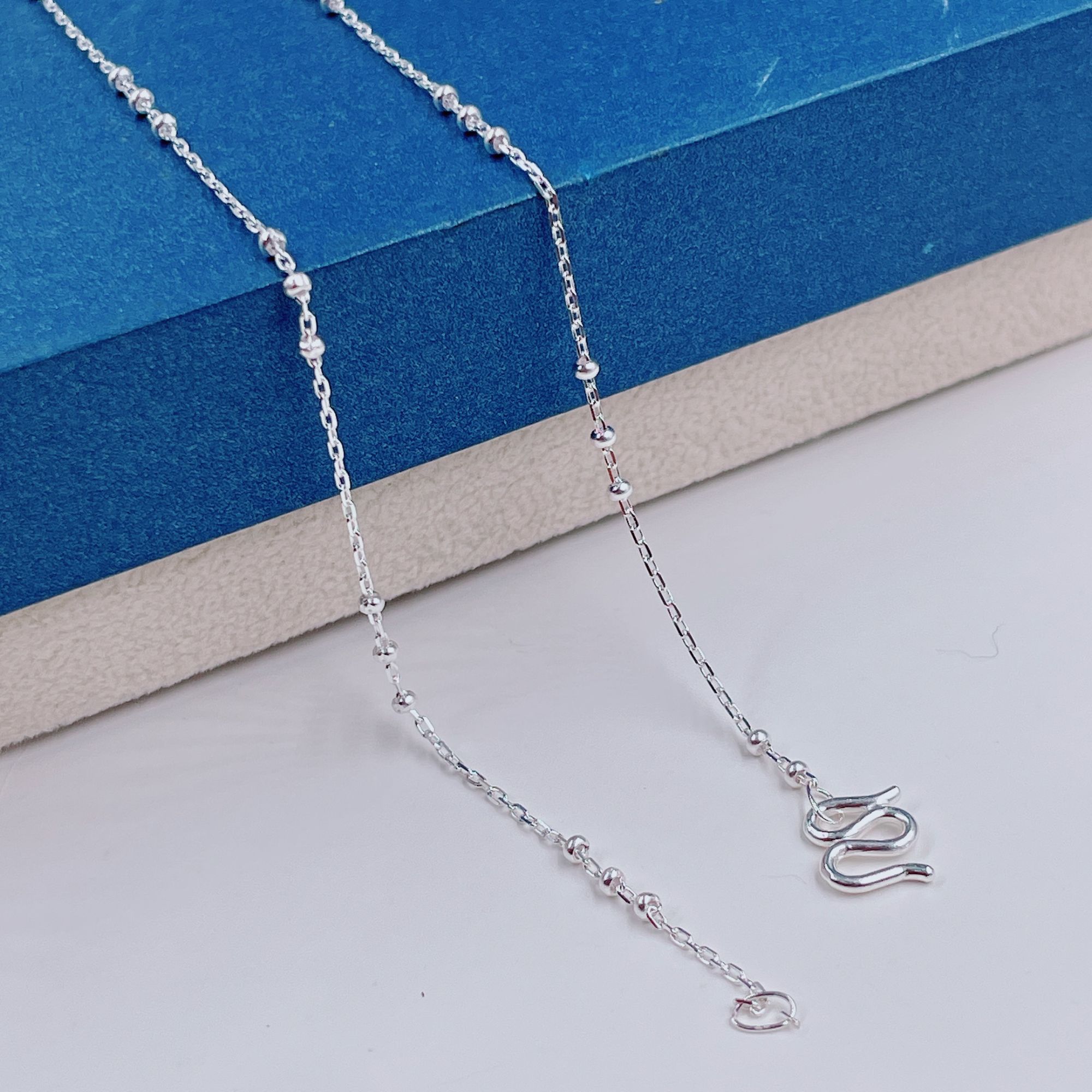 链子足银 三珠素款项链简约锁骨链