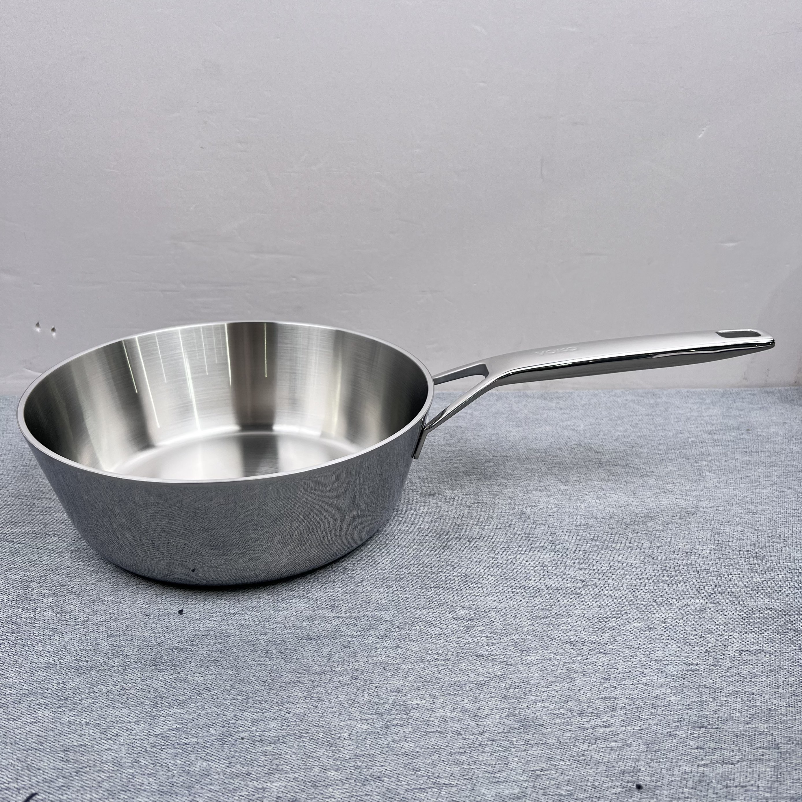 CG252 VOKO304不锈钢九层钢单柄炒锅24*8CM单锅重约1.63KG