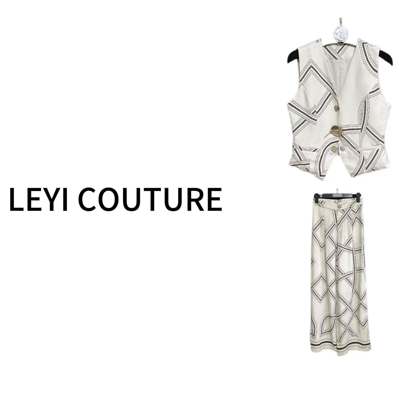【 LEYI COUTURE】畑畑2025高端气质条纹马甲套装