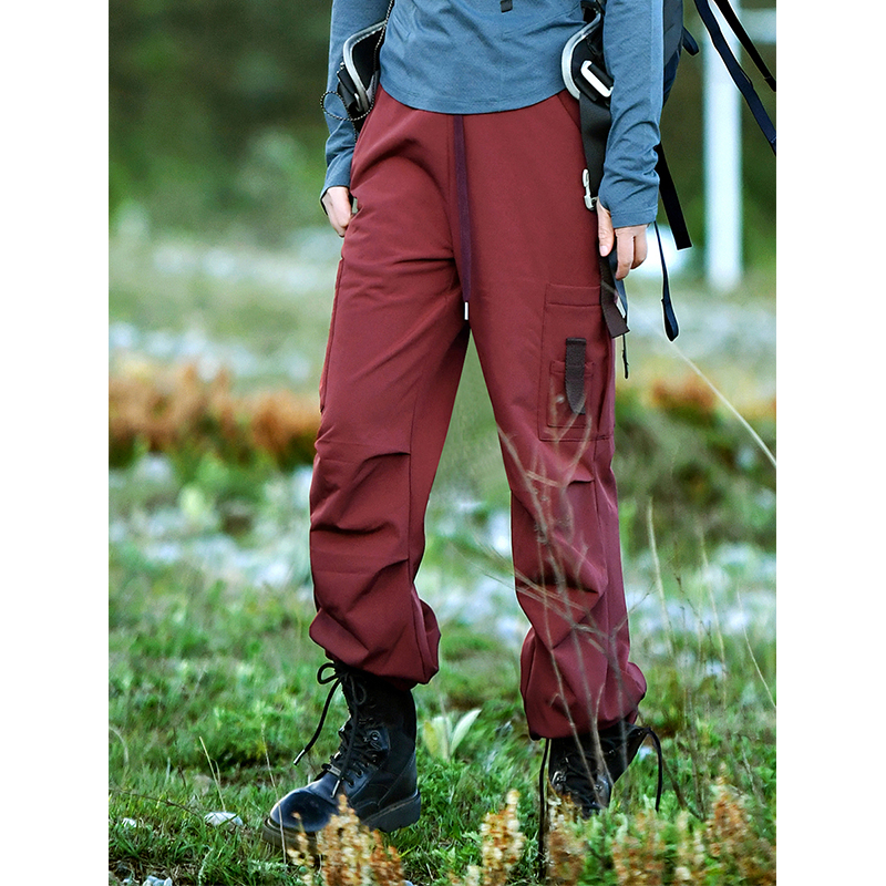 北京森林户外秋冬多袋徒步登山防风防泼水加绒保暖工装登山裤女式