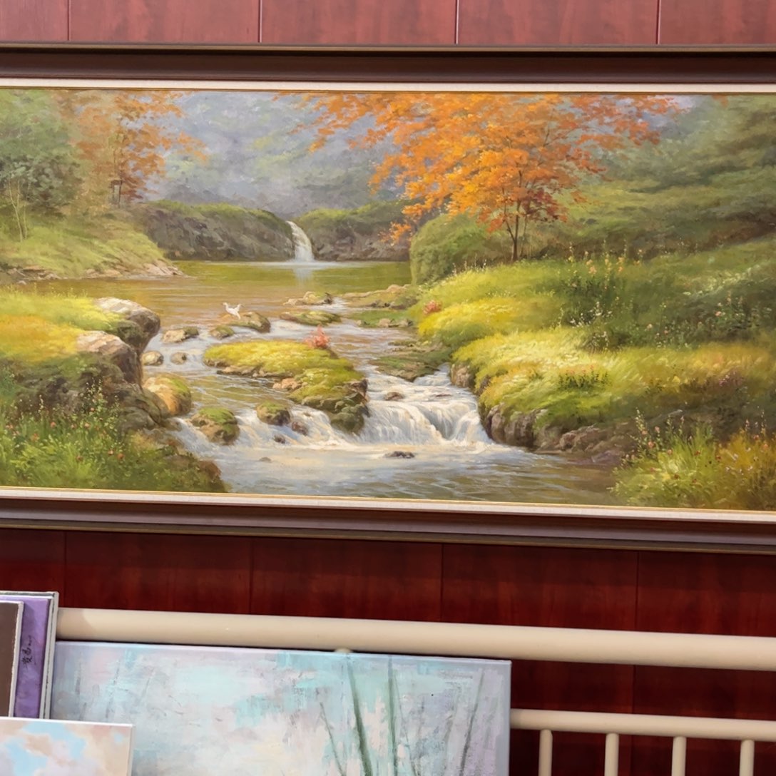 油画7*7风景手绘油画带实木框