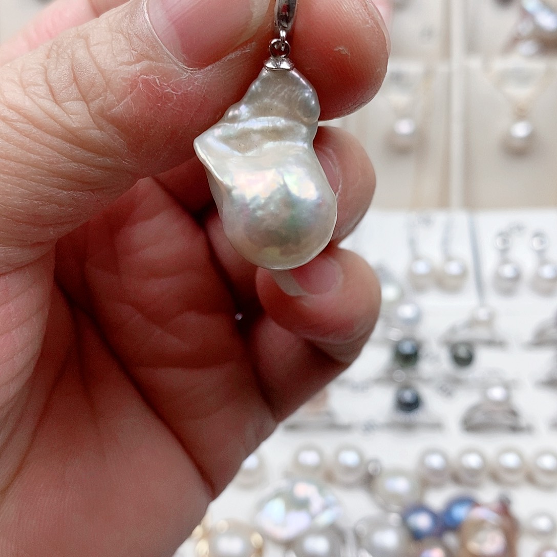 淡水珍珠银S925镶嵌颈饰